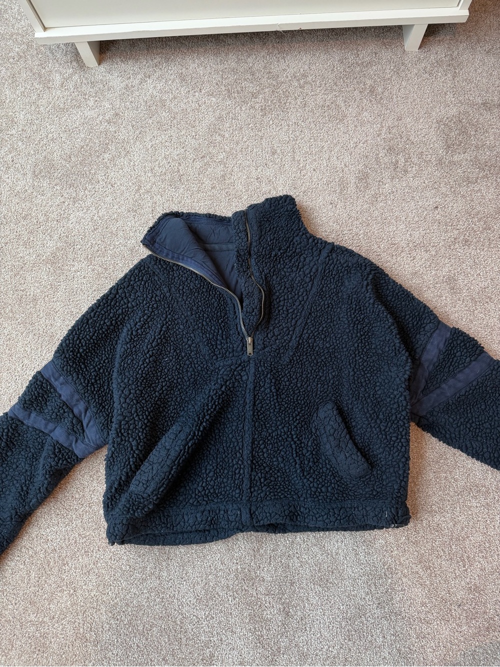 Free People FP Movement Navy Sherpa Half-Zip Fleece – XS